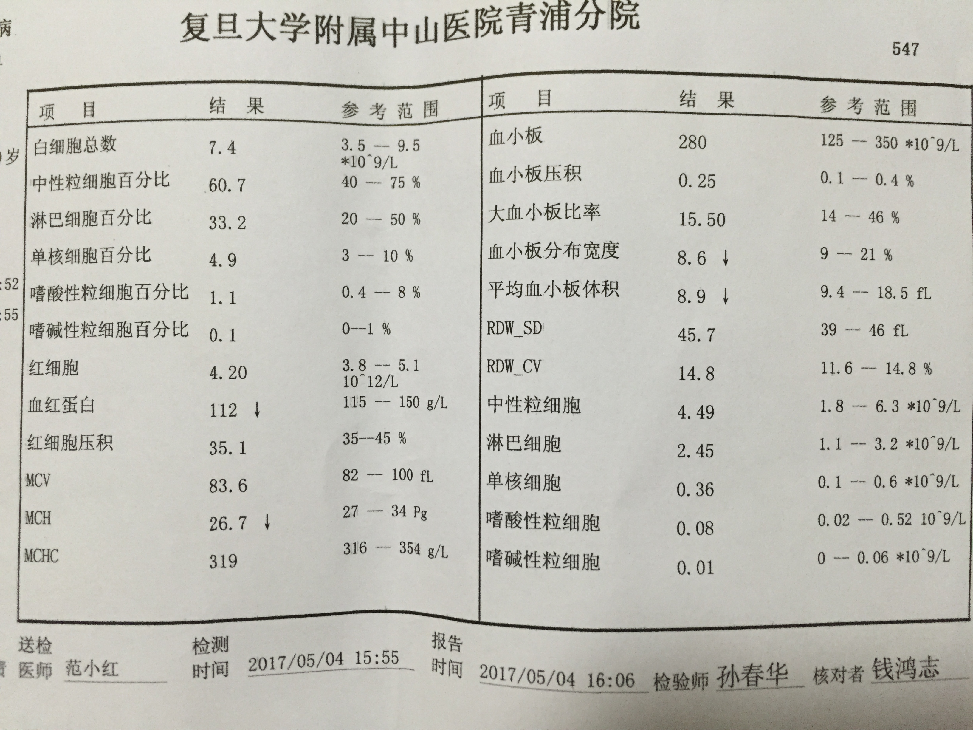 这是验血单子