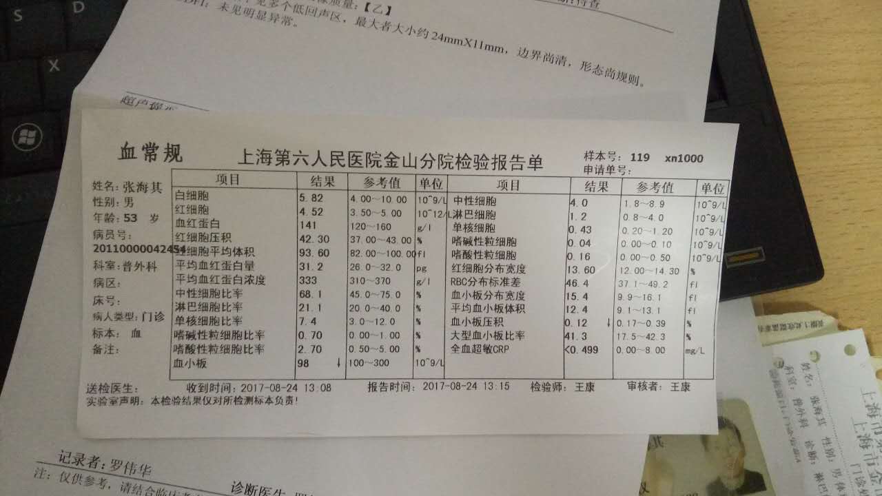 1周前的血常规