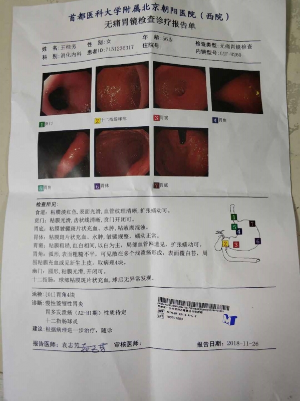 1、胃镜结果