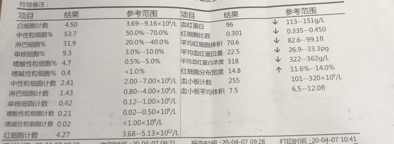 验血报告